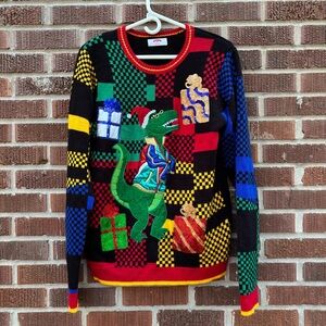 Holiday Time Unisex Adult Dinosaur Ugly Christmas Pullover Sweater Sz M